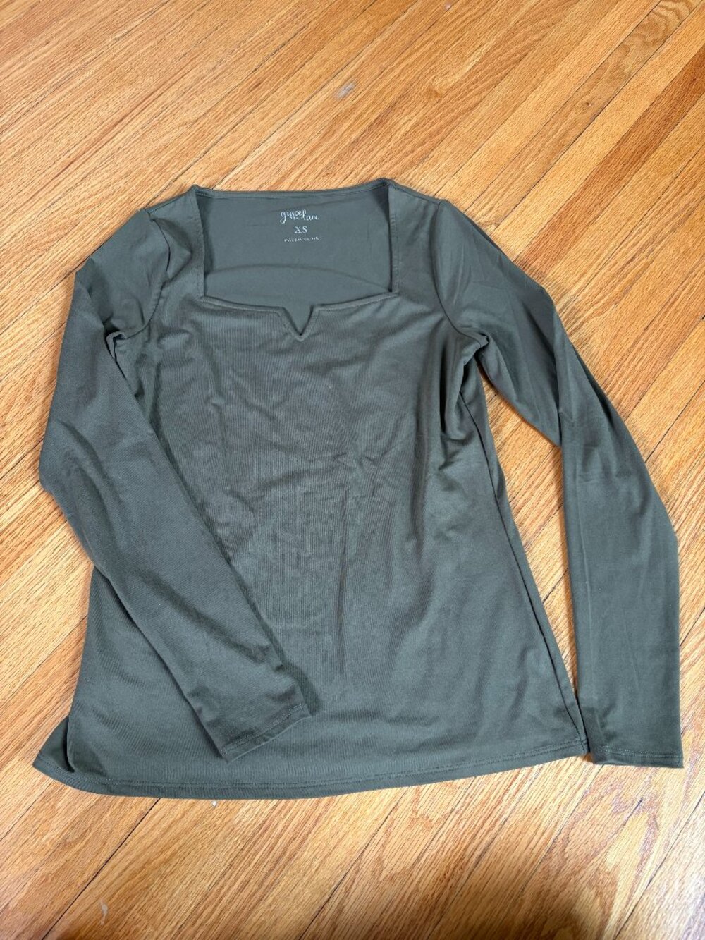 Grace & Lace Women's Long Sleeve - XS, Olive Green